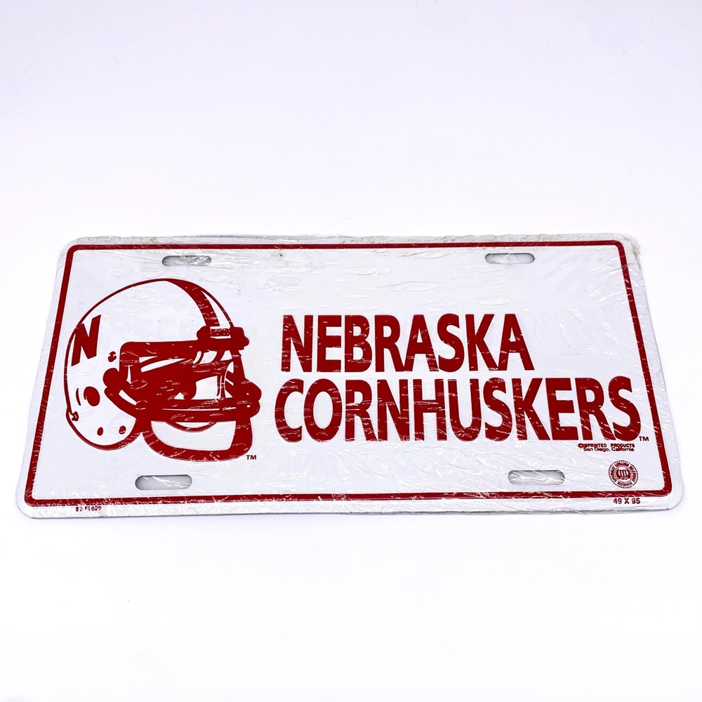 University of Nebraska Cornhuskers Booster License Plate 12" Football HTF